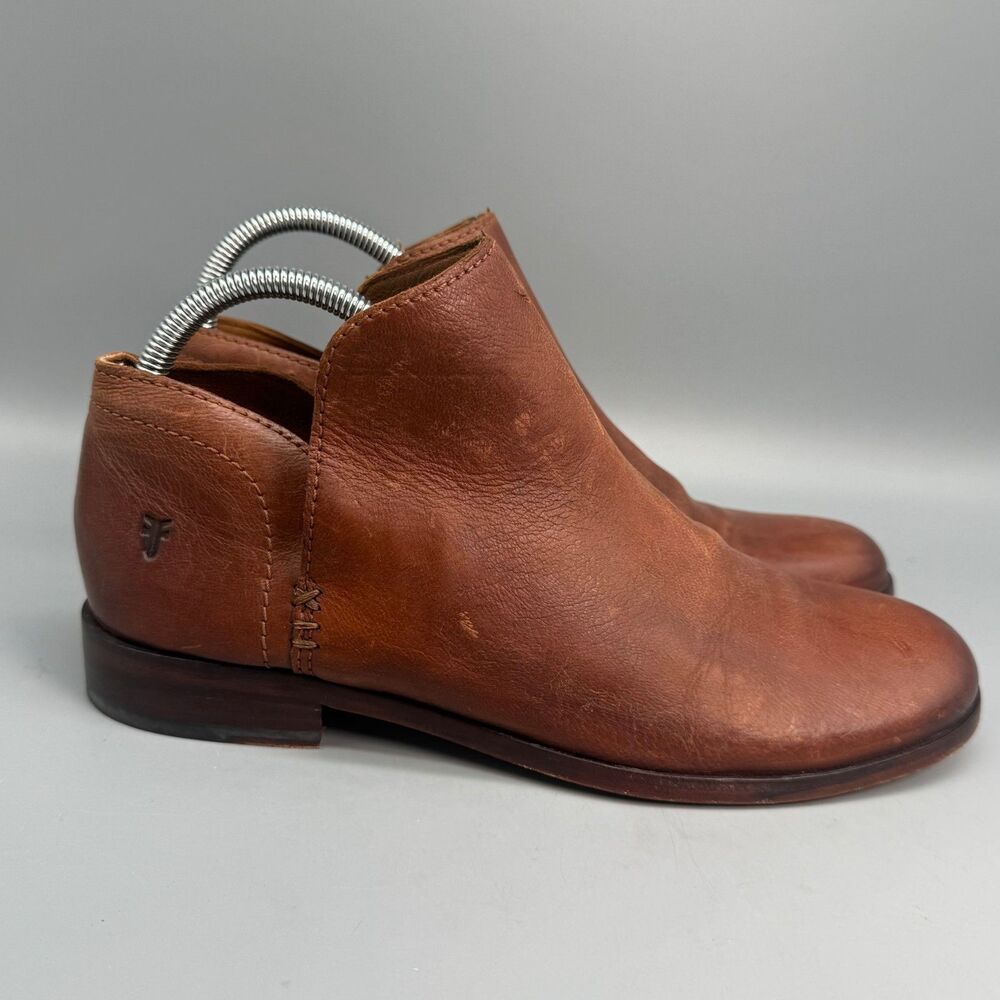 Frye Elyssa Womenn's 9.5 Brown Leather Slip On Round Toe Bootie Ankle Boots Shoe